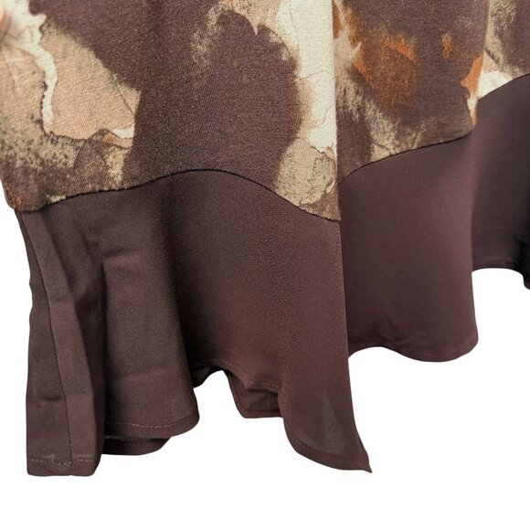 LOGO Lori Goldstein Tunic Top Brown Print Chiffon Ruffle Long Sleeve Tee NWOT - Picture 6 of 7